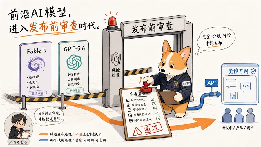 图1:前沿模型正在从“上线即开放”变成“先过发布前审查闸门”。