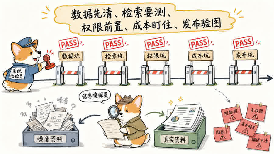 五道关卡:数据、检索、权限、成本、发布都要验
